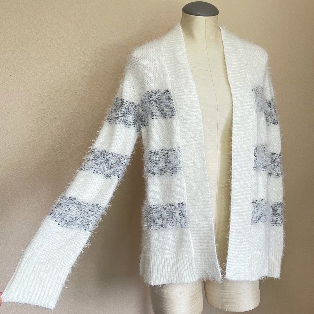 Peyton Primrose Open Front Striped Fuzzy Knit Car… - image 3